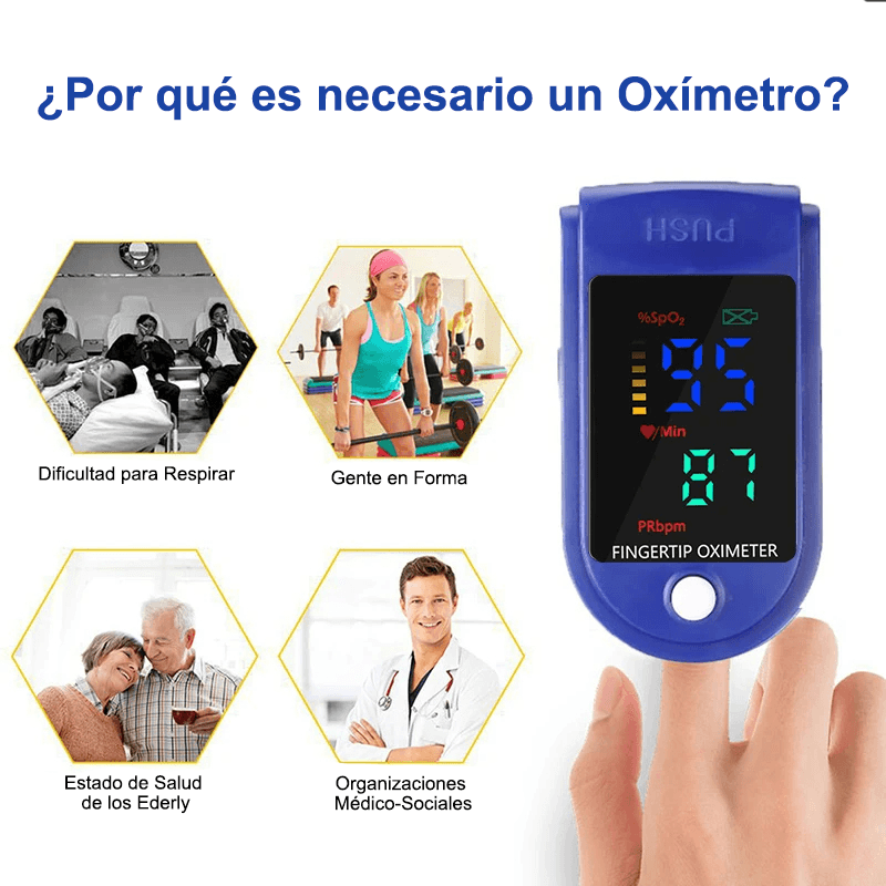 OXÍMETRO SATURÓMETRO PARA CONTROLAR TU OXIGENACIÓN AL INSTANTE INCLUYE PILAS ¡ENVÍO GRATIS Y RÁPIDO!🩺💨