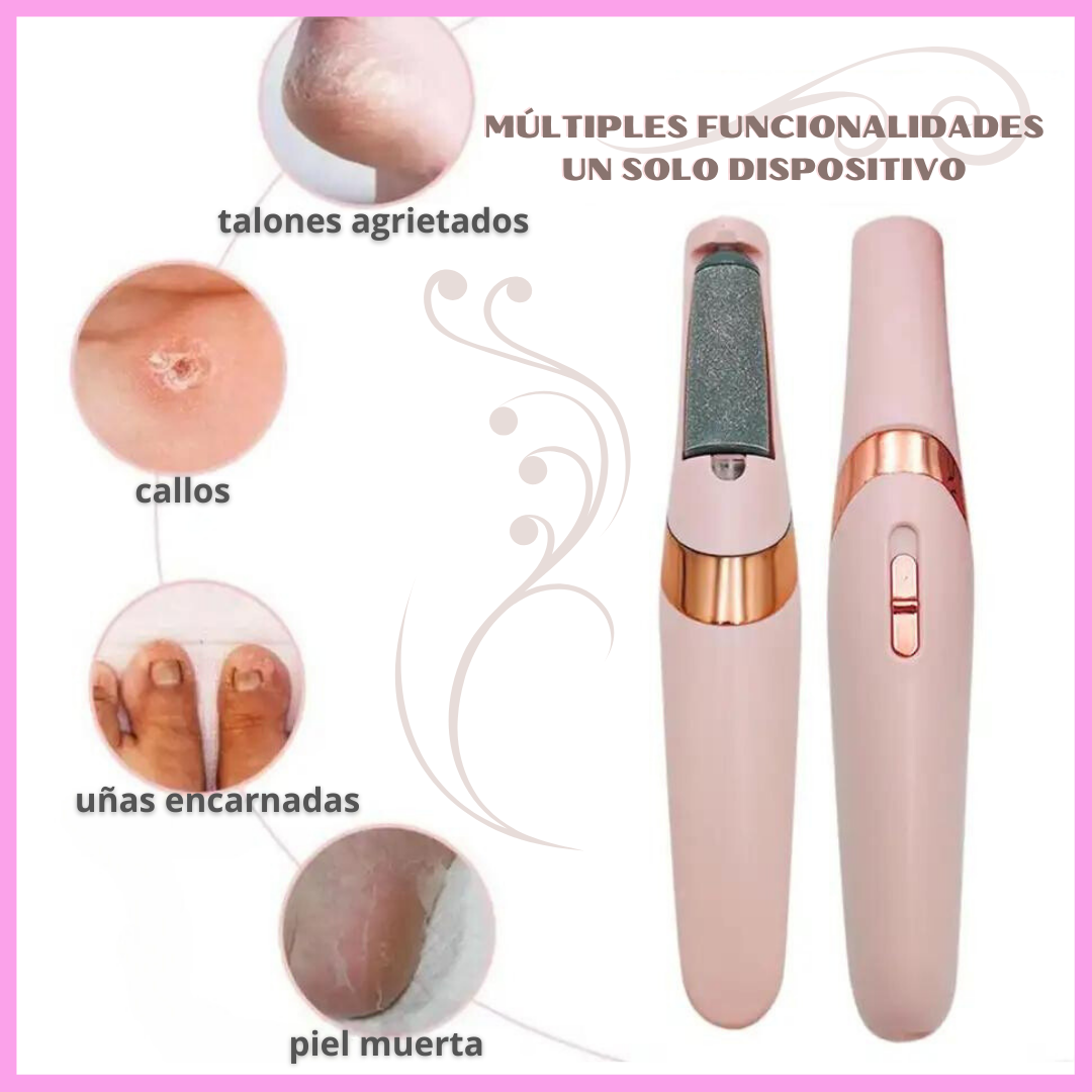Lima Eléctrica para Pies Resecos Conexión USB con 2 velocidades - Rodillos de Repuesto y Luz LED