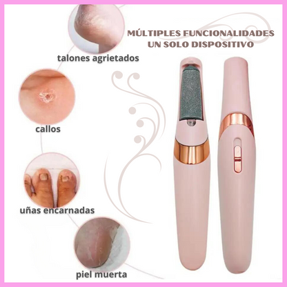 Lima Eléctrica para Pies Resecos Conexión USB con 2 velocidades - Rodillos de Repuesto y Luz LED