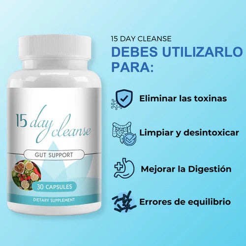 15 Day Cleanse  tratamiento natural  para un sistema digestivo saludable en tan solo 15 días. 🌿
